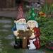 Solar Garden Gnome Couple Statuary W/LED Welcome Sign Durable Resin Garden DÃ©cor 10â€�X15â€�X23â€�