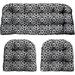 Indoor Outdoor 3 Piece Tufted Wicker Cushion Set Choose Size Color (Large Athens Matte Black)