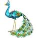 Garden Sculpture Metallic Peacock Garden Statue Hand Painted Metal Outdoor Garden Decoration 15 X 24 Inch