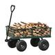 Steel Garden Cart Heavy Duty 550 Lbs Capacity with Removable Mesh Sides 2-in-1 Towing Handle Utility Metal Wagon with 180Â° Rotating Handle Garden Dump Cart For Garden Farms Warehouses Yard