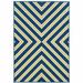 HomeRoots 4 x 6 ft. Navy Geometric Stain Resistant Indoor & Outdoor Rectangle Area Rug - Blue and Ivory - 0.16in. H x 43.31in. W x 66.93in. D