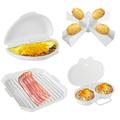 FNNMNNR 4Pcs Microwave Cooking Set Microwave Oven Cookware Set with Bacon Baking Plate Egg Steamer Fried Egg Box Potato Rack for Home Kitchen Heat Resistant Dishwasher Safe BPA Free