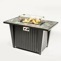 Outdoor Rattan 40 000BTU Propane Gas Fire Pit Table Gray88