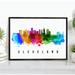 Pera Print Cleveland Skyline Ohio Poster Cleveland Cityscape Painting Unframed Poster Cleveland Ohio Poster Ohio Home Office Wall Decor - 16x24 Inches