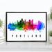 Pera Print Portland Skyline Oregon Poster Portland Cityscape Painting Unframed Poster Portland Oregon Poster Oregon Home Office Wall Decor - 22x28 Inches