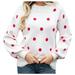 AherBiu Womens Oversized Sweaters Crew Neck Tops Dotted Print Drop Shoulder Knitted Pullover Sweater