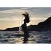 Silhouette of A Woman in Waist-Deep Water Flipping Her Wet Long Hair Up in The Air - Tarifa Cadiz Andalusia Spain 36 x 26 Poster Print by Ben Welsh - 36 x 26 - Large