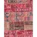 Ahgly Company Indoor Rectangle Abstract Pink Coral Pink Patchwork Area Rugs 2 x 3
