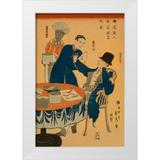 Utagawa Sadahide 11x14 White Modern Wood Framed Museum Art Print Titled - Banquet at a foreign mercantile house in Yokohama (Yokohama ijin shoka shuen no zu) 1861