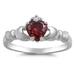 Claddagh Benediction Simulated Garnet Cubic Zirconia Ring Sterling Silver 925 Size 4