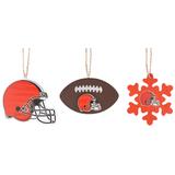 The Memory Company Cleveland Browns Three-Pack Helmet, Football & Snowflake Ornament Set