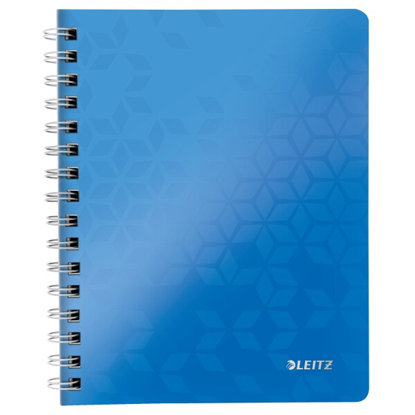 LEITZ Collegeblock WOW A5, kariert, blau, 2-fach gelocht, mikroperforiert, spiralgebunden, 80 Blatt, 80 g/qm, Sichthülle, PP-Einband, Maße: 307x240x20mm Image