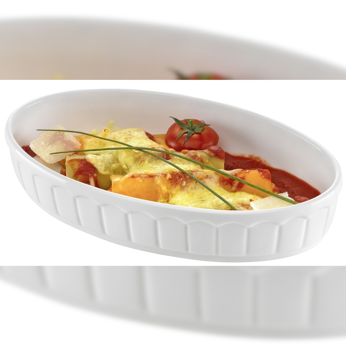 Hendi Rustica Ofenform, Porzellan, 4 x 13 x 22 cm, sehr widerstandsfähig gegen Stöße und Temperaturschwankungen, geschirrspülergeeignet, oval, weiß Image