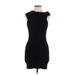 Hallelu Cocktail Dress - Bodycon Crew Neck Short sleeves: Black Print Dresses - Women's Size Large