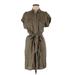 H&M L.O.G.G. Casual Dress - Shirtdress: Tan Print Dresses - Women's Size 6