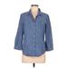 Nine West Long Sleeve Button Down Shirt: Blue Tops - Women's Size Medium