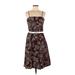 B. Smart Casual Dress - Party Square Sleeveless: Brown Print Dresses - Women's Size 8