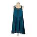 Lira Casual Dress - Mini Scoop Neck Sleeveless: Teal Solid Dresses - Women's Size X-Small