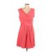 Lands' End Casual Dress - A-Line V Neck Sleeveless: Pink Print Dresses - Women's Size Large Petite