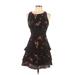 Teeze Me Cocktail Dress - Mini Scoop Neck Sleeveless: Black Floral Dresses - New - Women's Size 12
