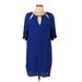 BCBGMAXAZRIA Casual Dress - Shift: Blue Print Dresses - Women's Size Large