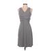 Athleta Casual Dress V Neck Sleeveless: Gray Solid Dresses - Women's Size X-Small