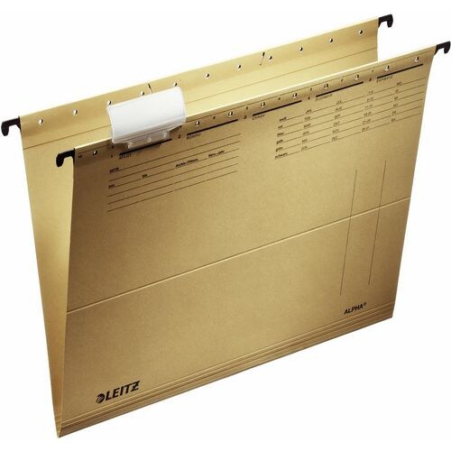 Leitz ALPHA Hängemappen 1915 DIN A4 V-Base 15 mm 250 g/m² Naturbraun 100% Recycelter Natron-Karton 10 Stück Image