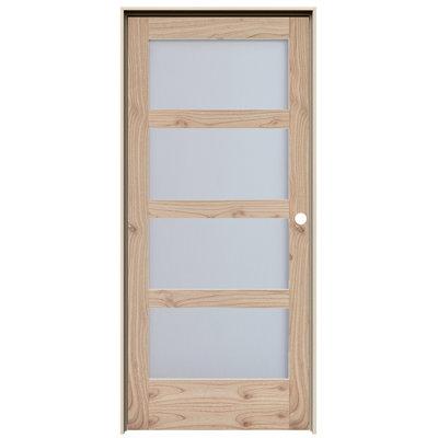 JELD-WEN MODA 4-Lite Frosted Glass Unfinished White Cedar Prehung Interior Door Wood in Brown/Green | 80 H x 30 W x 1.375 D in | Wayfair