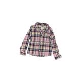 Lands' End Long Sleeve Button Down Shirt: Pink Plaid Tops - Kids Girl's Size 4