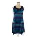 Ellen Parker Casual Dress - A-Line Scoop Neck Sleeveless: Blue Print Dresses - Women's Size X-Large