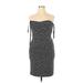 White House Black Market Cocktail Dress - Sheath Open Neckline Sleeveless: Gray Dresses - Women's Size 16