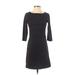 J. McLaughlin Casual Dress - A-Line Crew Neck 3/4 sleeves: Black Print Dresses - Women's Size X-Small