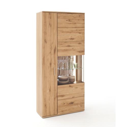 Vitrinenschrank Eiche Bianco teilmassiv 90 cm Santa Fe