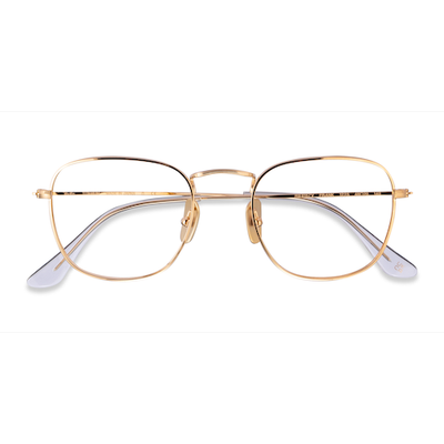 Unisex s square Gold Titanium Prescription eyeglasses - Eyebuydirect s Ray-Ban RB8157V Frank
