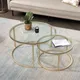 2 in 1 Iron Coffee Table Fashion Small Apartment Living Room Coffee Table Tempered Glass Round Sofa