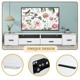 LED TV Stand White TV Console Media Storage Cabinets for TV Up to 90" - 82.68" x 15.75" x 13.78"