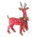 24" Country Rustic Red White and Brown Reindeer with Bow Christmas Decoration