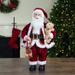 2' Traditional Santa Christmas Figure with a Plush Brown Bear