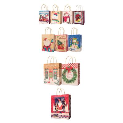 Pack of 10 Assorted Christmas Gift Bags with Handle - 14.25"