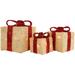 Set of 3 Lighted Cream Gift Boxes Outdoor Christmas Decorations 10"
