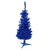 4' Pre-Lit Blue Artificial Tinsel Christmas Tree Clear Lights