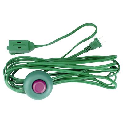 9' Green Indoor Power Extension Cord with 3-Outlets and Safety Lock