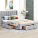 Full Size Upholstered Platform Bed w/ 3 Large Drawer Storage Bed, Gray