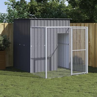 vidaXL Chicken Coop Metal Chicken Cage Animal House with Run Galvanized Steel