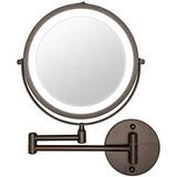 lighted magnifying wall mount makeup mirror oil brushed bronze finish battery operated 1x & 10x