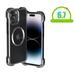 Rugged Metal Case for iPhone 15 Pro Aluminum Alloy Bumper Carbon Fiber Back Case Compatible with Magsafe Wireless Charger Slim Shockproof Lens Protection Cover Gray