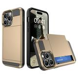 FIEWESEY for iPhone 15 Case for iPhone 15 Pro Case for iPhone 15 Plus Case for iPhone 15 Pro Max Case Card Holder Protective Shockproof Hidden Card Slot Wallet Case for iPhone 15 Plus(Gold)