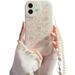 Compatible with iPhone 11 Case Cute Girls Women Peach Bear Love Heart Pattern with Pearl Strap Bracelet Chain Sparkly Phone Case Camera Protect