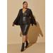 Plus Size Faux Leather Paneled Sheath Dress