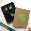 Plant Leaf Silver Plated Jewellery Letterbox Gift Set, Silver